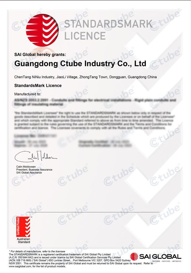 Certification - PVC Electrical Conduit Manufacturer