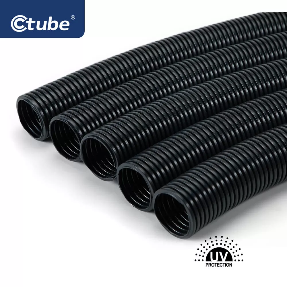 tubo de conducto corrugado solar negro