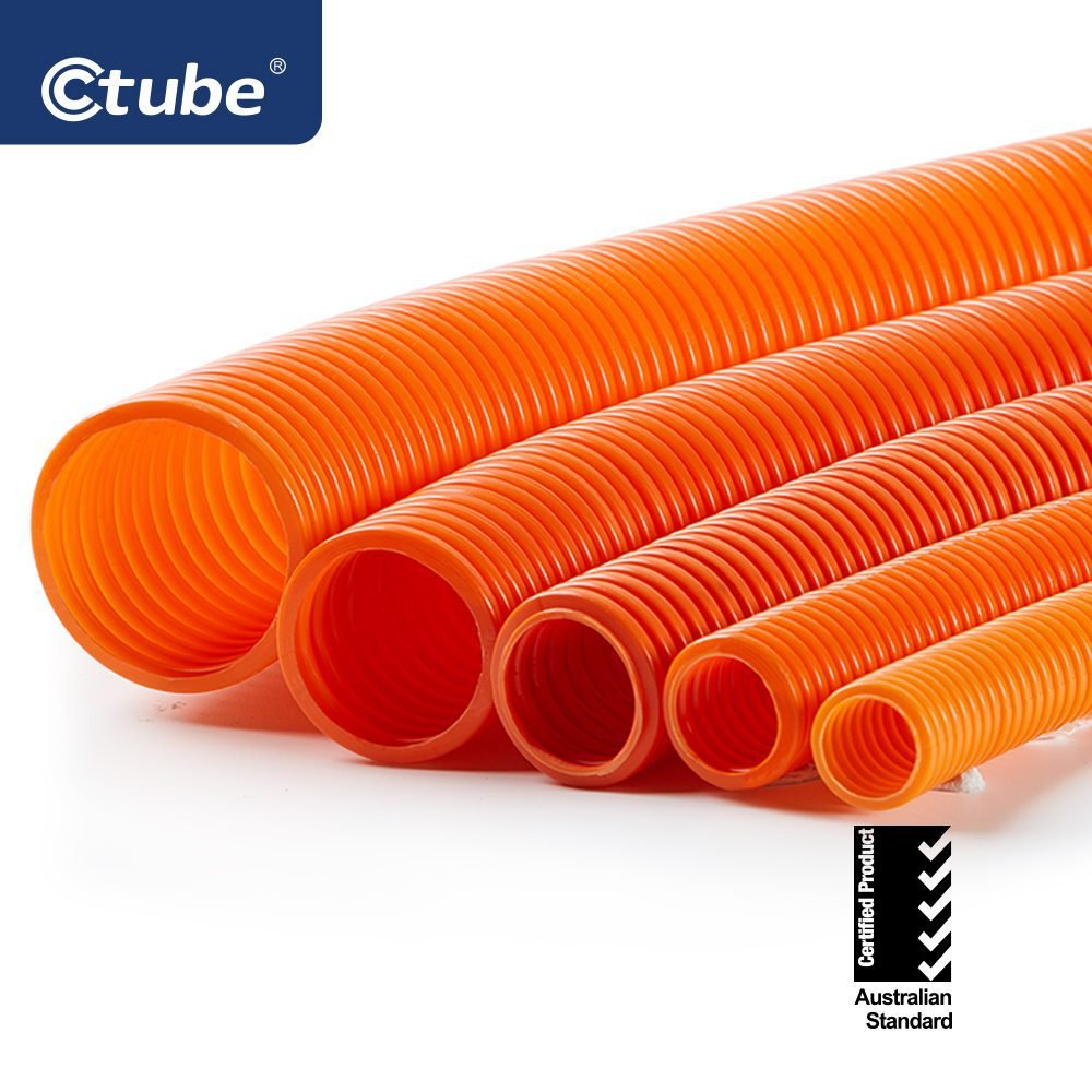 orange corrugated conduit pipe
